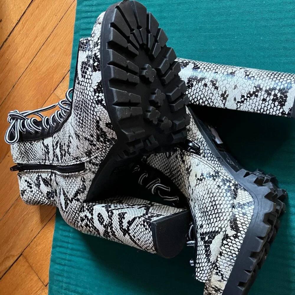 Reptile Print Platform Peep Toe Bootie
